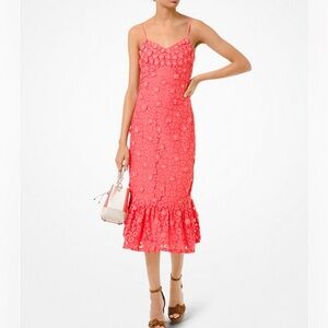 NWT Michael Kors Embellished Corded Lace Ruffle-Hem Dress